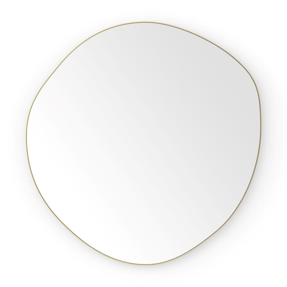 Front on cut out image of Oslo Organic Brushed Brass mirror 600mm